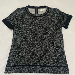 Black and Gray Short Sleeve Top